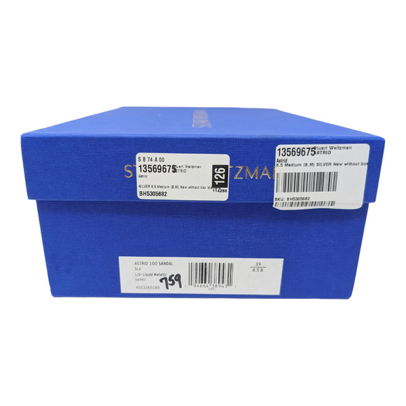 Stuart Weitzman Astrid Silver Leather Ankle Wrap Sandal Pumps Size 8.5 - Picture 8 of 8